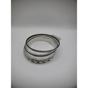 New Rainbow Jewelry Silver Tone Bangle Bracelets Lot of 5 Jewelry Costume